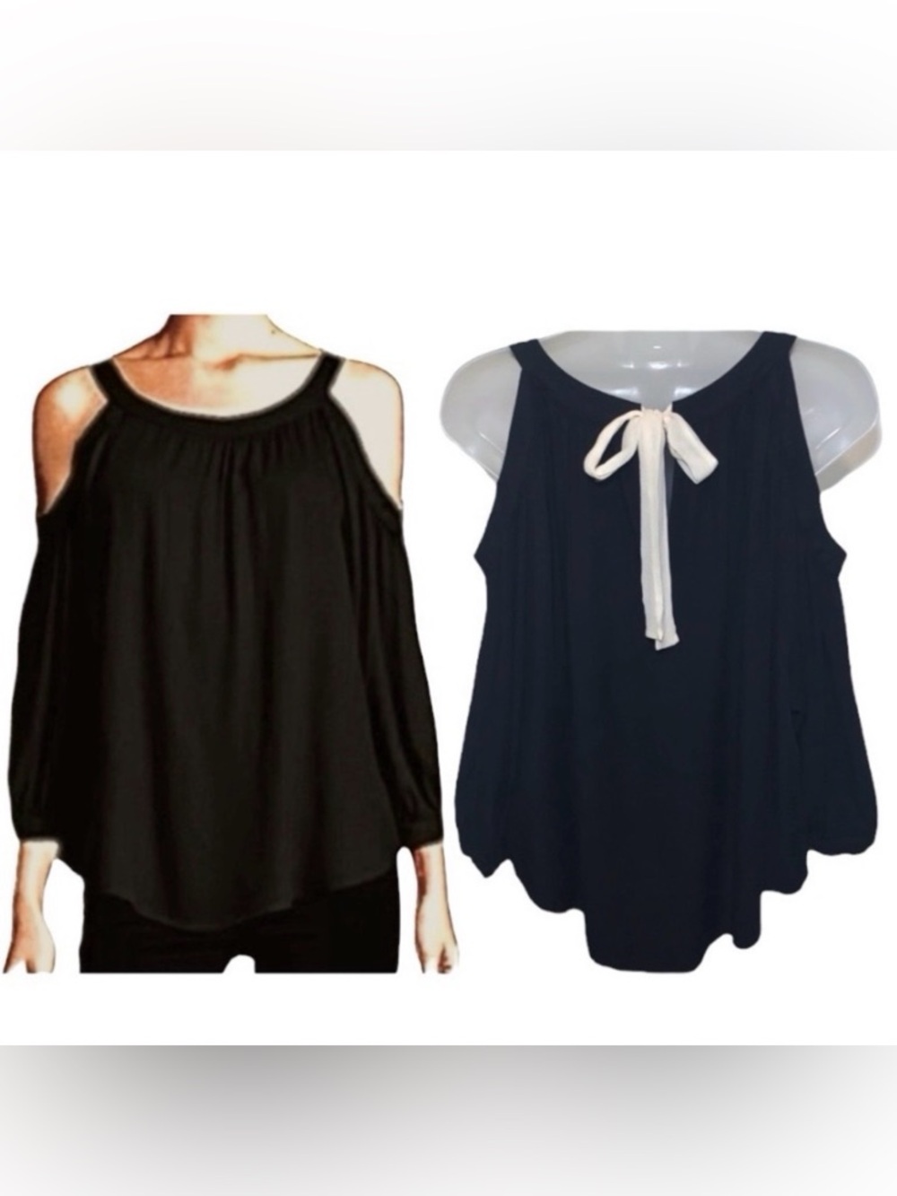 Ella Moss Stella Long Sleeve Cold Shoulder Bow Back Split Top Black Pink Large